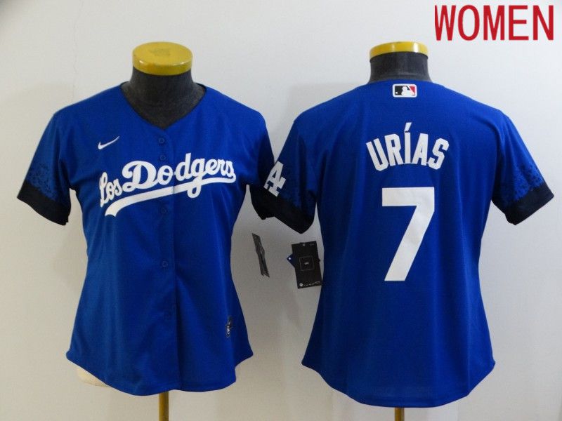 Women Los Angeles Dodgers #7 Urias Blue City Edition Game Nike 2021 MLB Jersey->women mlb jersey->Women Jersey